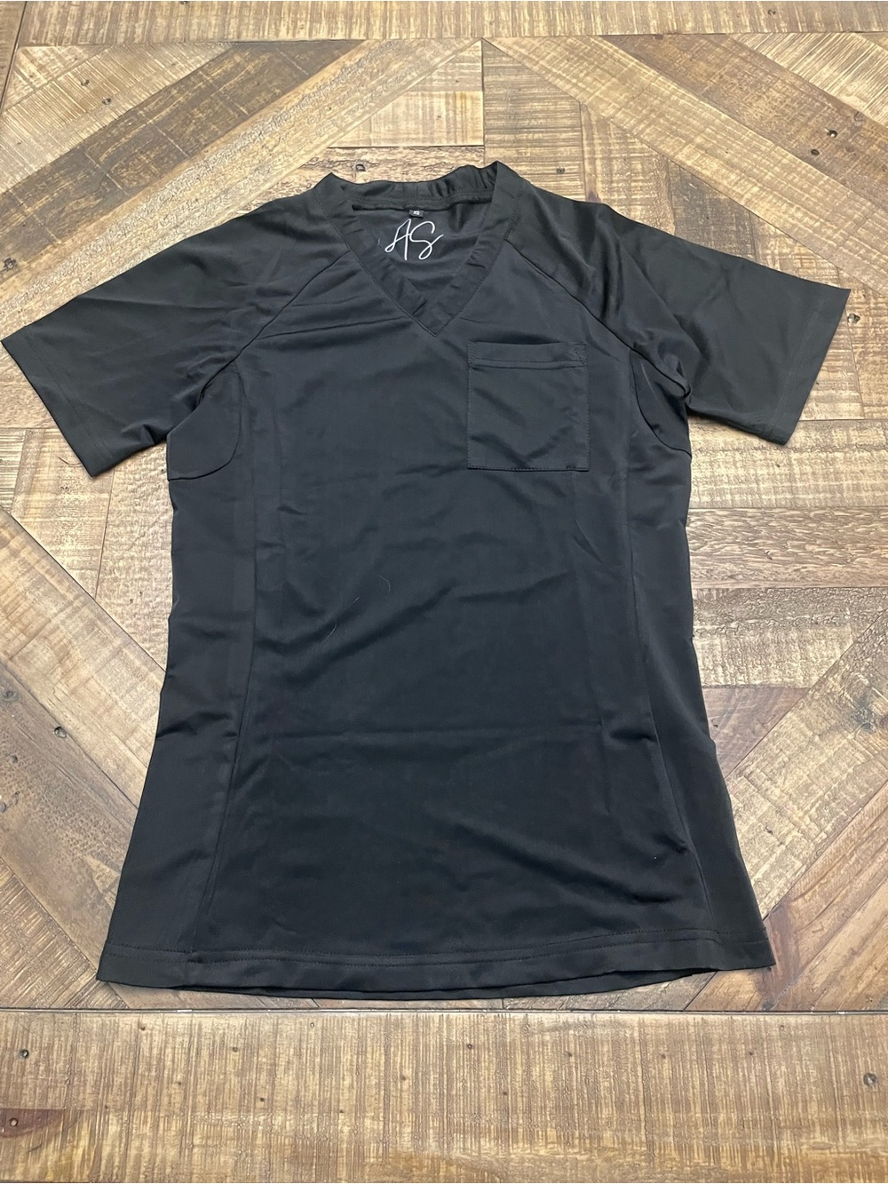 Women's Black V-Neck Medical Scrub Top - Performance Stretch, Size XS